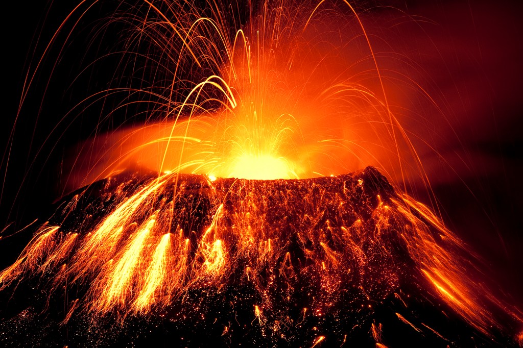 Volcanic heat and smoke used as a visual metaphor for AI data center heat